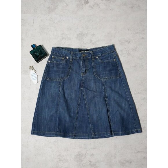 Y2k Your Mind Ruffled Denim Jeans Skirt - Picture 1 of 4